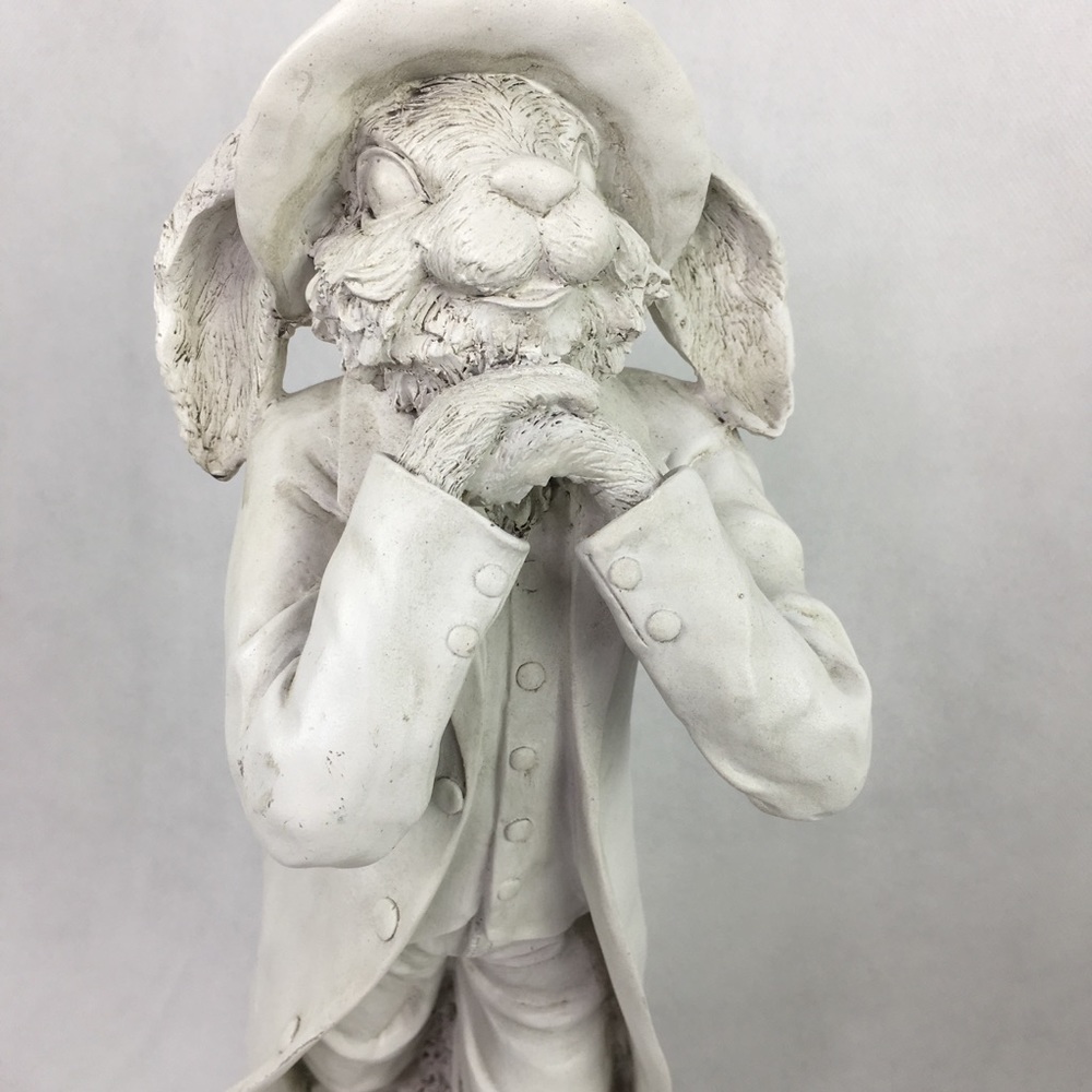 Large White Washed Detailed Rabbit Statue - Picture 2 of 8